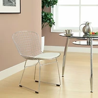 Nicer Furniture with Leatherette Pu Pad Chromed Steel Side White Chairs