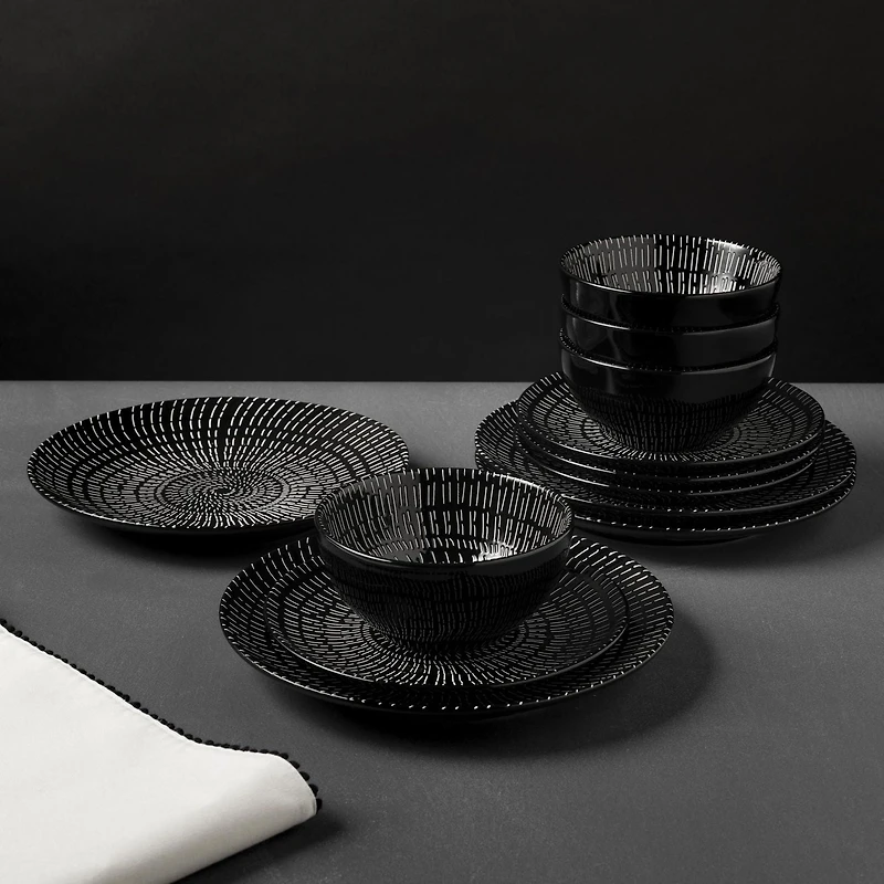 Thyme & Table, Collection Maddox, Service de table en grès 12 pièces