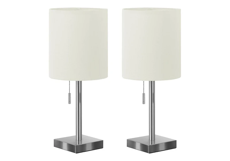 Monarch Specialties  Luminaire, Ensemble De 2, 17"h, Lampe De Table, Port Usb Inclus, , Teinte Ivoire / Crème, Contemporain