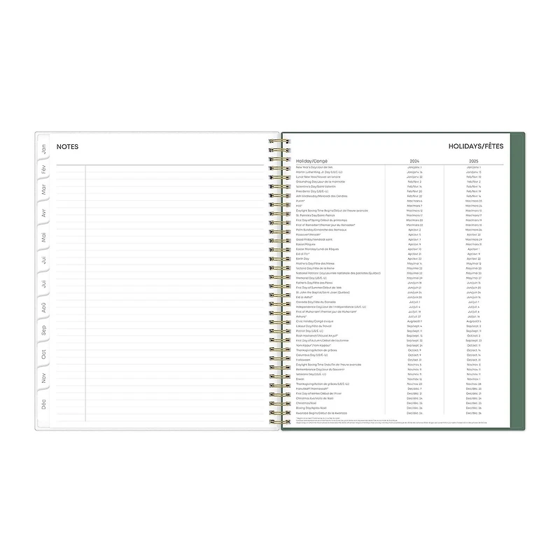 Agenda hebdomadaire/mensuel 2024, 8,5 po x 11 po, Blue Sky, Monroe Light