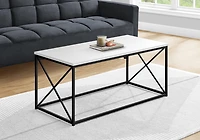 Monarch Specialties Coffee Table, Accent, Cocktail, Rectangular, Living Room, 40"l, Metal, Laminate, White, Black, Contemporary, Modern
