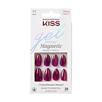 KISS Gel Fantasy Magnétique – Courant, Mauve, Amande, Moyen, 28 unités
