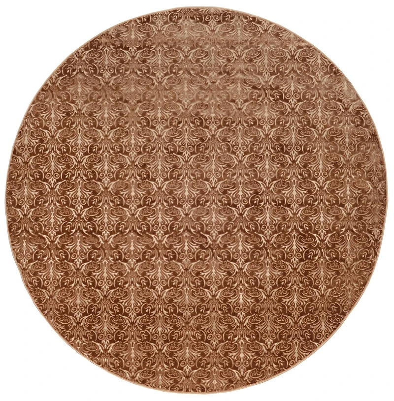 Tapis Evolution damassé 8 pi rond, marron