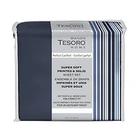 Safdie & Co. Premium Ultra Soft Bedding Striped Sheet Set 4PC Queen Navy
