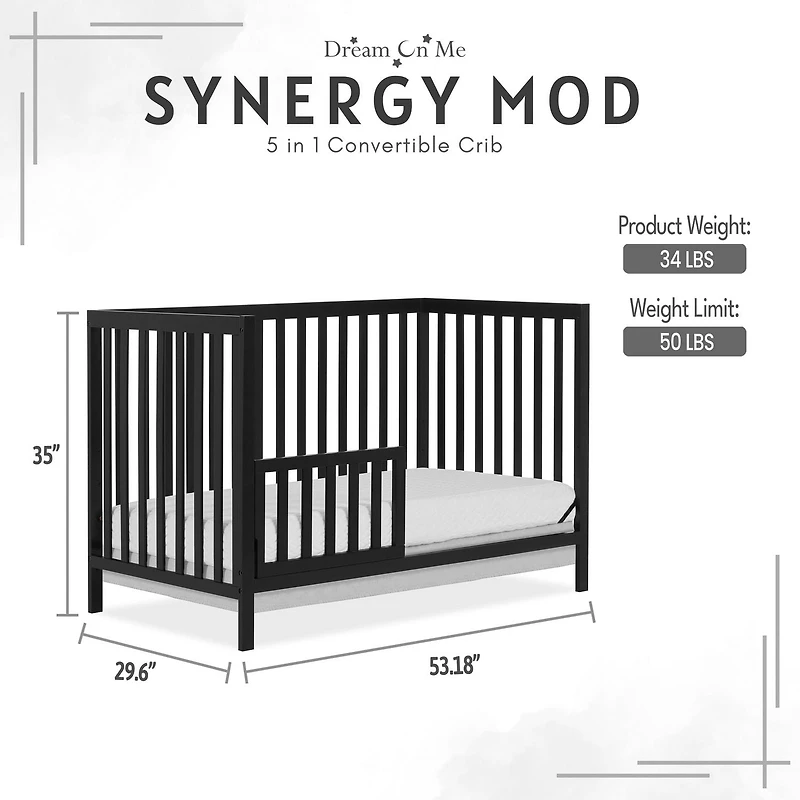 Dream On Me Synergy MOD Crib, Made with Sustainable New Zealand Pinewood