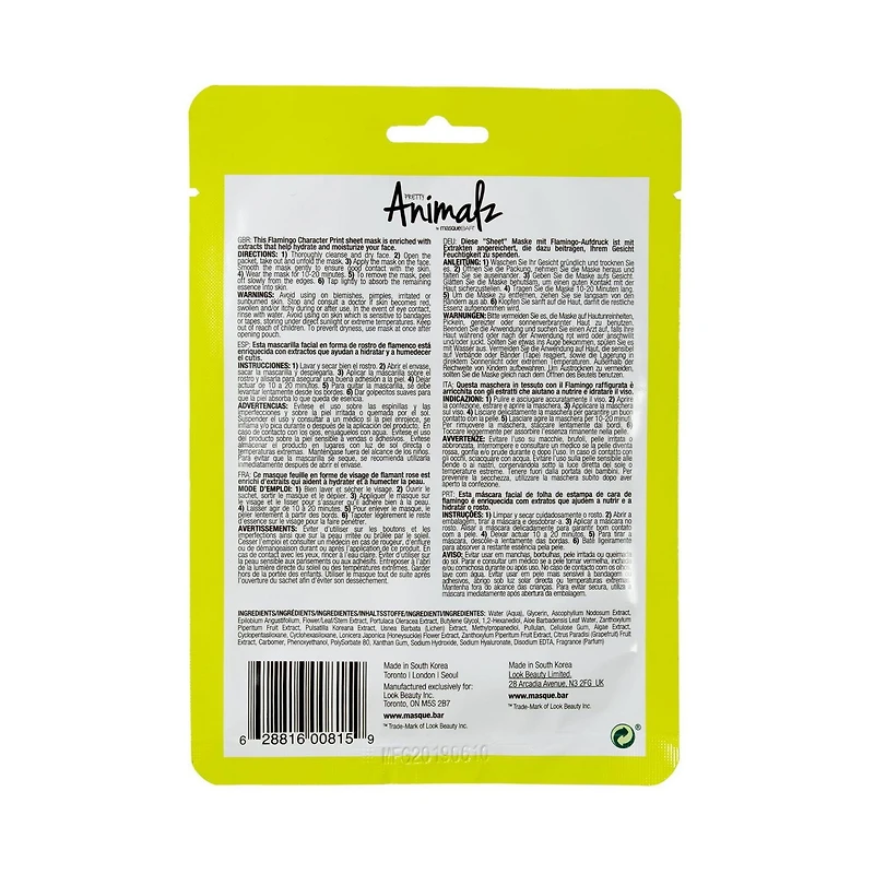 Masque Flamant Rose Hydratant Pretty Animalz