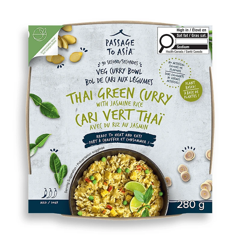 Passage to Asia - Thai Green Curry Bowl (280g), Deliciously quick: authentic Thai Veg Curry in 90 seconds