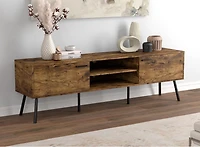 Safdie & Co. TV Stand Media Entertainment Unit 71in L Brown Reclaimed Wood with 2 Closed Doors and 2 Shelves for Living Room