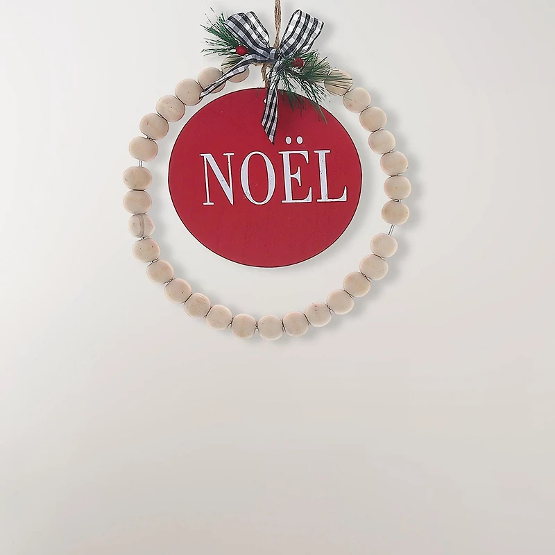 Christmas Ornament With Beaded Hoop Noel