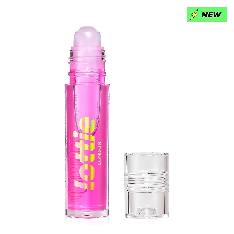 Lottie London - Roller Glaze Feeling Grape - Rollerball pH Color Changing Lip Oil in Pink - 0.23 Fl oz
