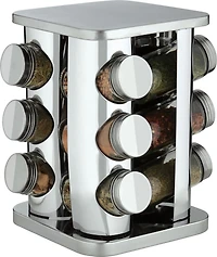 Trudeau 12-Bottle Square Spice Carousel, Stainless Steel, unfilled