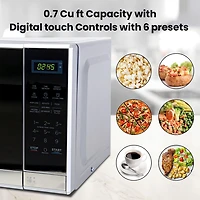 Total Chef 700 Watts Microwave Oven with Digital Controls (0.7 Cu. Ft./20 Liters), Compact Microwave for Quick Meals