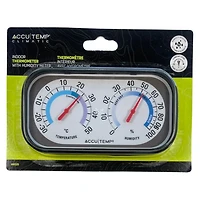 Accutemp Indoor Thermometer with Humidity Meter, Easle Stand, Comfort Zone indicator,  Black, Temperature and Humidity