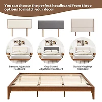 Noble House 12 Inch Full Size Solid Dry Bamboo Wood Platform Bed Frame,Brown