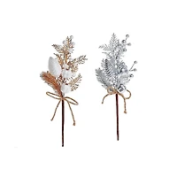 Pinecone Et Baies De Noël Pick Avec Ruban - Ensemble De 6