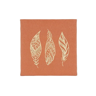 Toile embellie plumes 15,2 cm L x 15,2 cm H