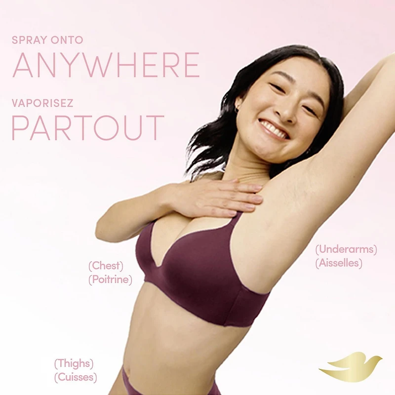 Dove Whole Body Deodorant Aluminum Free, Cooling Dry Spray Raspberry & Rose Scent
