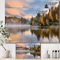Designart Feuillage d'automne au bord du lac Art mural sur toile