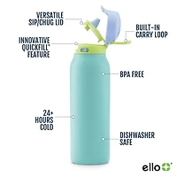 Ello Flip & Fill 32 oz Stainless Steel Water Bottle