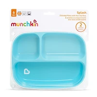 2 Divided Plates with Non-Slip Base Splash™ de Munchkin®, violet/rose