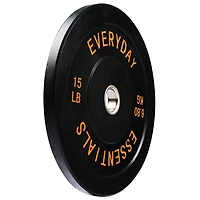 Everyday Essentials Olympic Bumper Plate Weight Plate with Steel Hub, Black, 15 lbs (Single Plate)