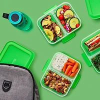 Sistema Nest It Meal Prep Boîtes de conservation des aliments avec couvercles, 2 compartiments 3,7 tasses, paquet de 5, vert