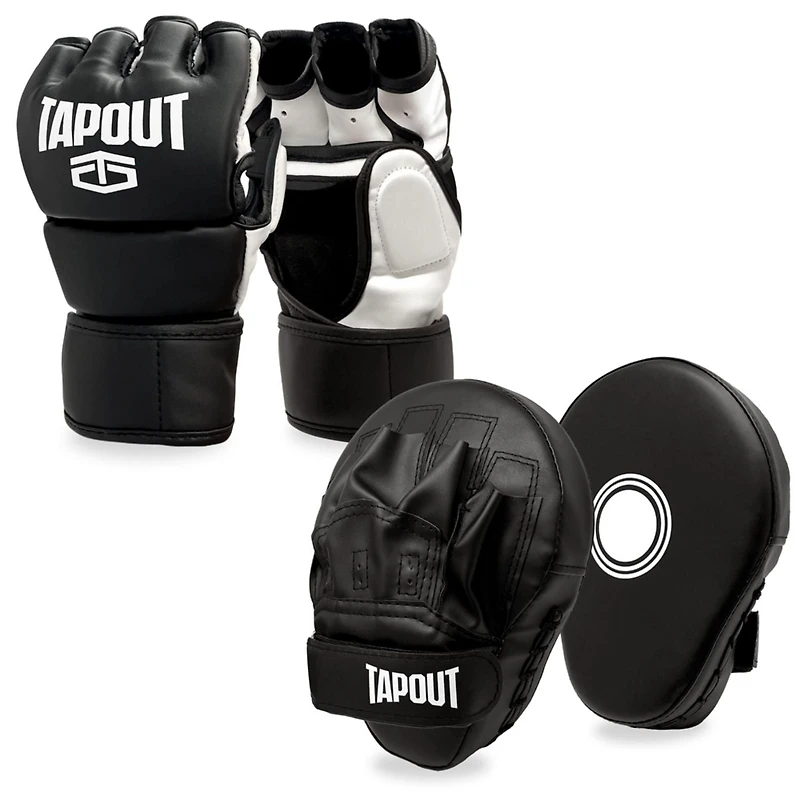 Kit de coussinets de gants MMA Tapout noirs 10 oz 4 pièces