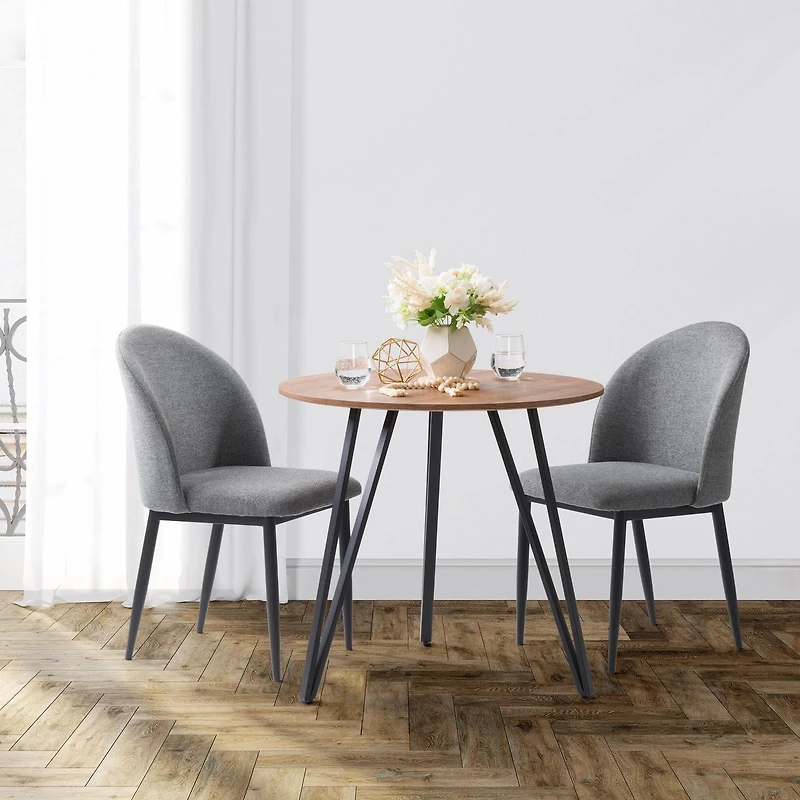 Table de bistrot d'intérieur ronde CorLiving Ezra, petite, avec plateau en bois d'ingénierie et pieds en fer noir, pouvant accueillir jusqu'à 4 personnes