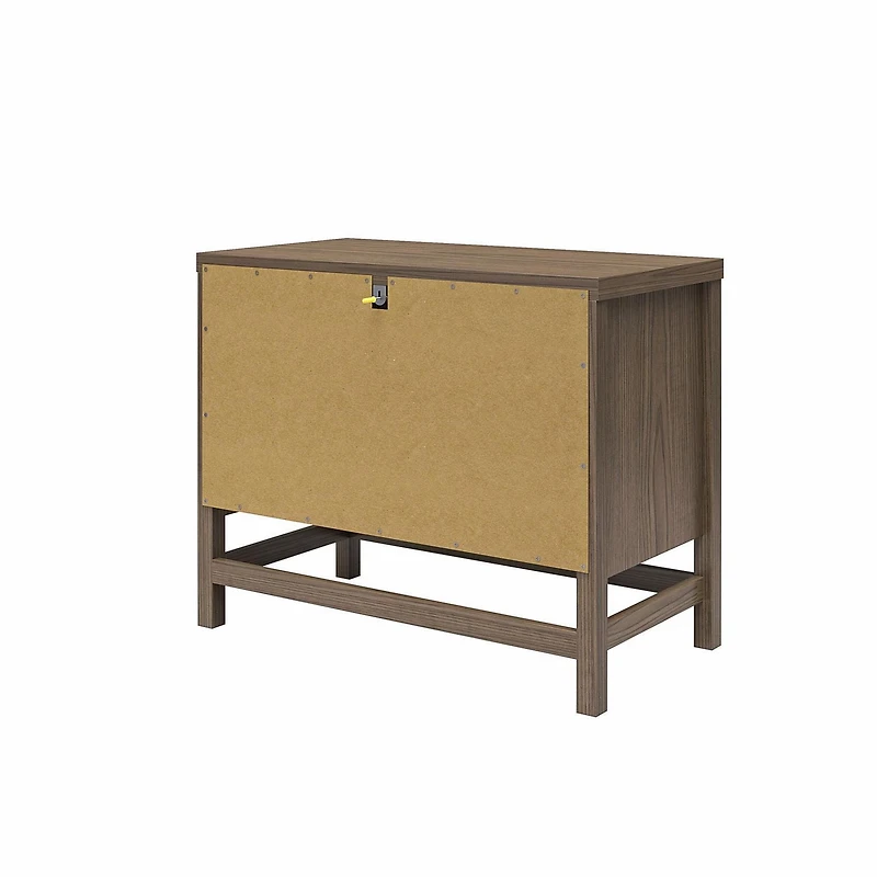 Ameriwood Home Lennon 2 Drawer Nightstand, Medium Brown and Faux Rattan