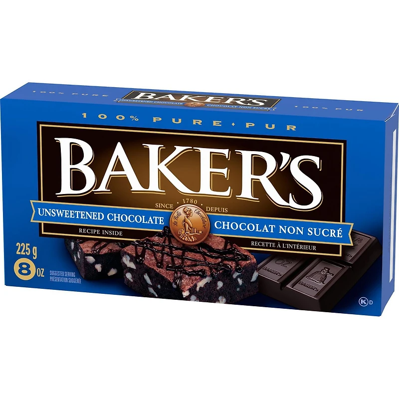 Baker's 100% Pure Unsweetened Chocolate Baking Bar, 225g