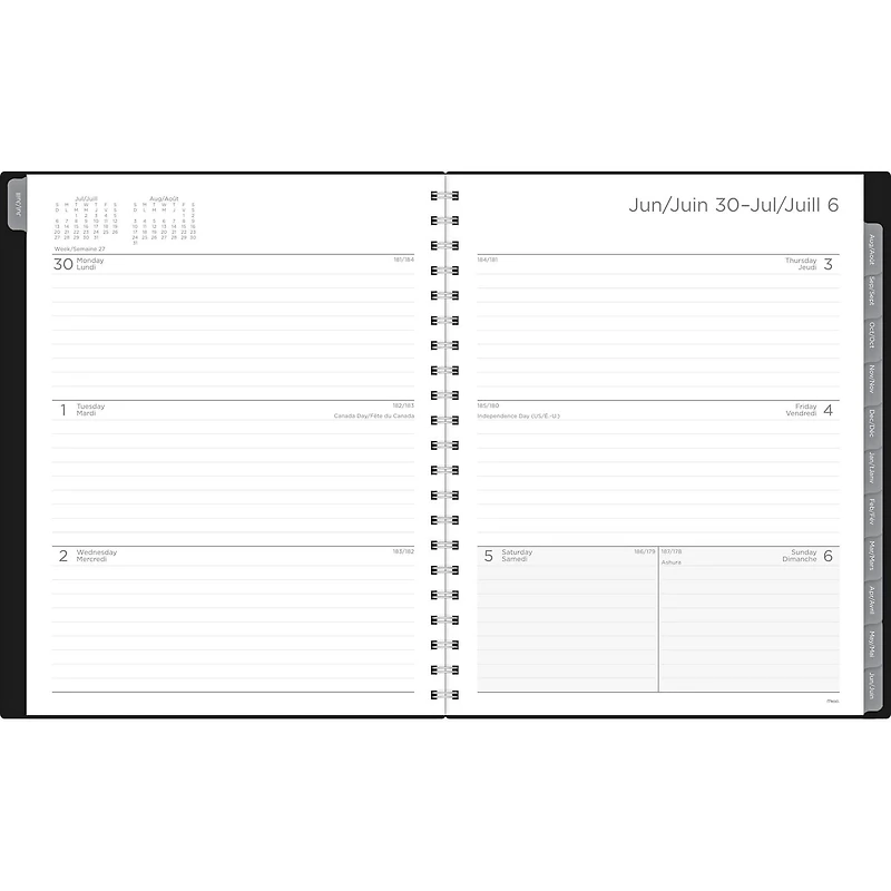 Agenda scolaire hebdomadaire Mead® Noir de base 2025-2026