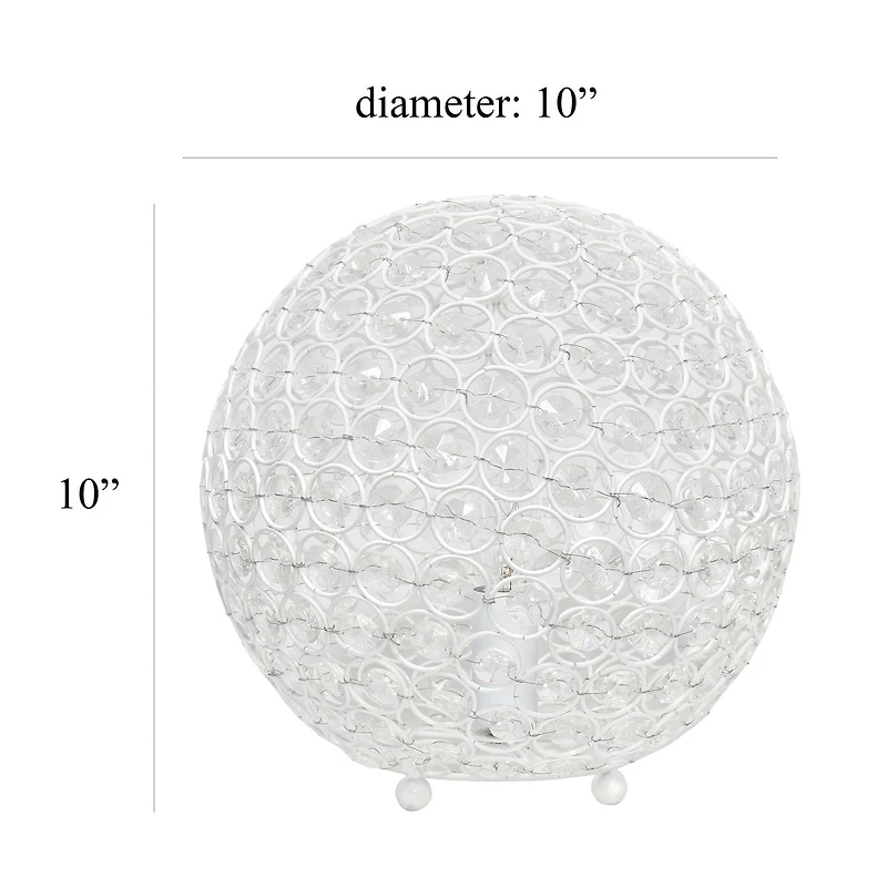 Lampe de table Elegant Designs à paillettes boule de cristal de 10 pouces