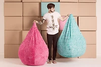 Fauteuil poire en fausse fourrure rose de Gouchee Home – Siège lounge moelleux rembourré de billes de polystyrène, adapté aux adultes et aux adolescents, léger et portable, pour dortoir ou salon