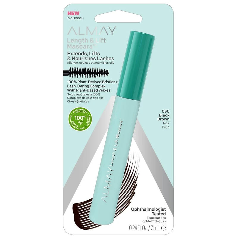 Almay Almay Length & Lift Mascara, 7.1mL, 1 Mascara, Volumizing Lengthening Eye Makeup, Plant Based