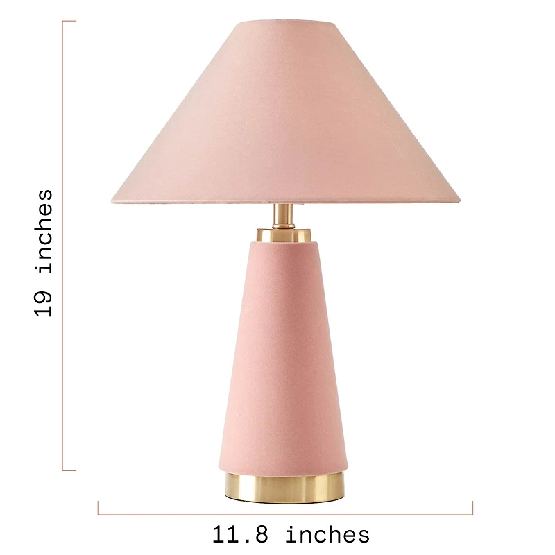 Beautiful Rose Pink Velvet Table Lamp by Drew Barrymore