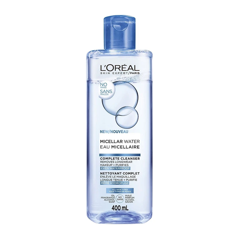 L'Oreal Paris Micellar Water Complete Cleanser, Makeup-Remover, Waterproof, 400 ml