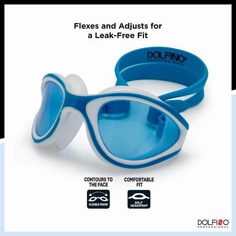 Lunettes de natation Dolfino Pro Performa pour adultes - Bleu / Blanc