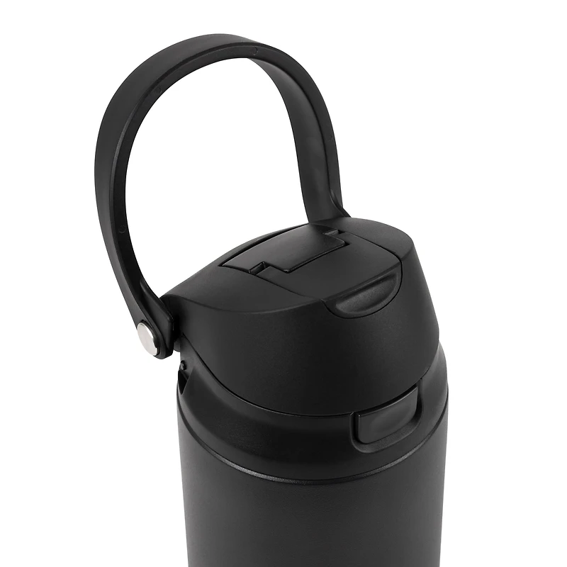 TAL Stainless Steel 2-in-1 Straw and Chug Water Bottle with Push Lid 24 fl oz, Black