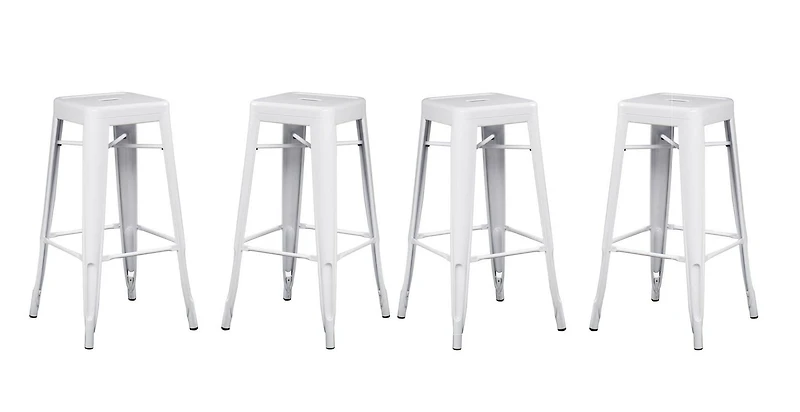 Tabouret Tolix blanc, structure en métal solide, comptoir 26"H, chaise tabouret Idéal pour comptoir d'îlot de cuisine. (Ensemble de 4)