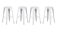 Tabouret Tolix blanc, structure en métal solide, comptoir 26"H, chaise tabouret Idéal pour comptoir d'îlot de cuisine. (Ensemble de 4)