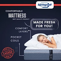 Matelas pelucheux de luxe Eddy à plateau euro Springwall - Fabriqué au Canada - Ressorts ensachés de 12 po et mousse de luxe bio