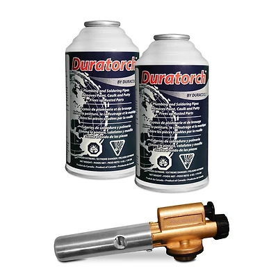 Duracool® DuraTorch™ Torch Kit, Includes Self-igniting Deluxe Head and 2 Cans Torch Fuel. Up To % Hours Of Burn Time Each Can of Fuel.