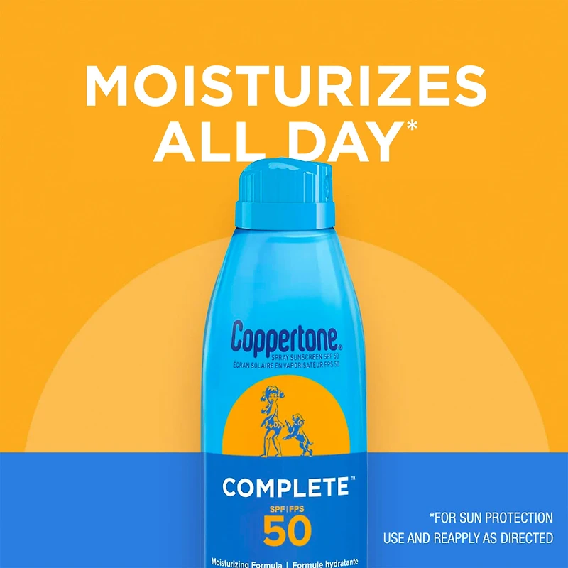 Coppertone Complete écran solaire en vaporisateur continue,FPS 50, Léger, Résistant à L’Eau, 156 g