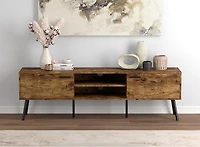 Safdie & Co. TV Stand Media Entertainment Unit 71in L Brown Reclaimed Wood with 2 Closed Doors and 2 Shelves for Living Room