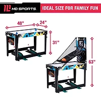 48 in. Combo Game Table, Air Hockey, Basketball, Bag Toss, Darts, Pinball Soccer, Target Shooting, Mini Golf, Multi Game Table by MD Sports