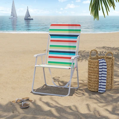 Chaise de plage pliante en acier Mainstays, rayures multicolores