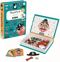 Janod • Boy’s Crazy Faces Magneti’Book • 3 to 8 Years • Educational Magnetic Games Toy for Kids Toddler Children • J02716