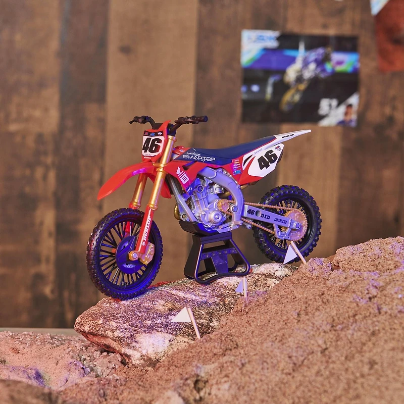 Supercross, Authentic Justin Hill 1:10 Scale Collector Die-Cast Motorcycle Replica with Display Stand