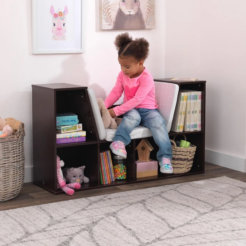KidKraft Wooden Bookcase with Reading Nook - Espresso