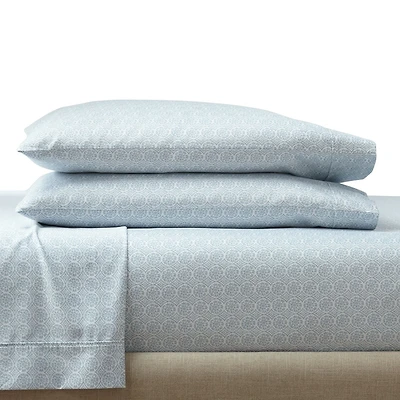 Better Homes & Gardens 4-Piece 300 Thread Count Suzani Blue Water Cotton Sateen Bed Sheet Set, King, 300 TC Cotton Sateen Sheet Set